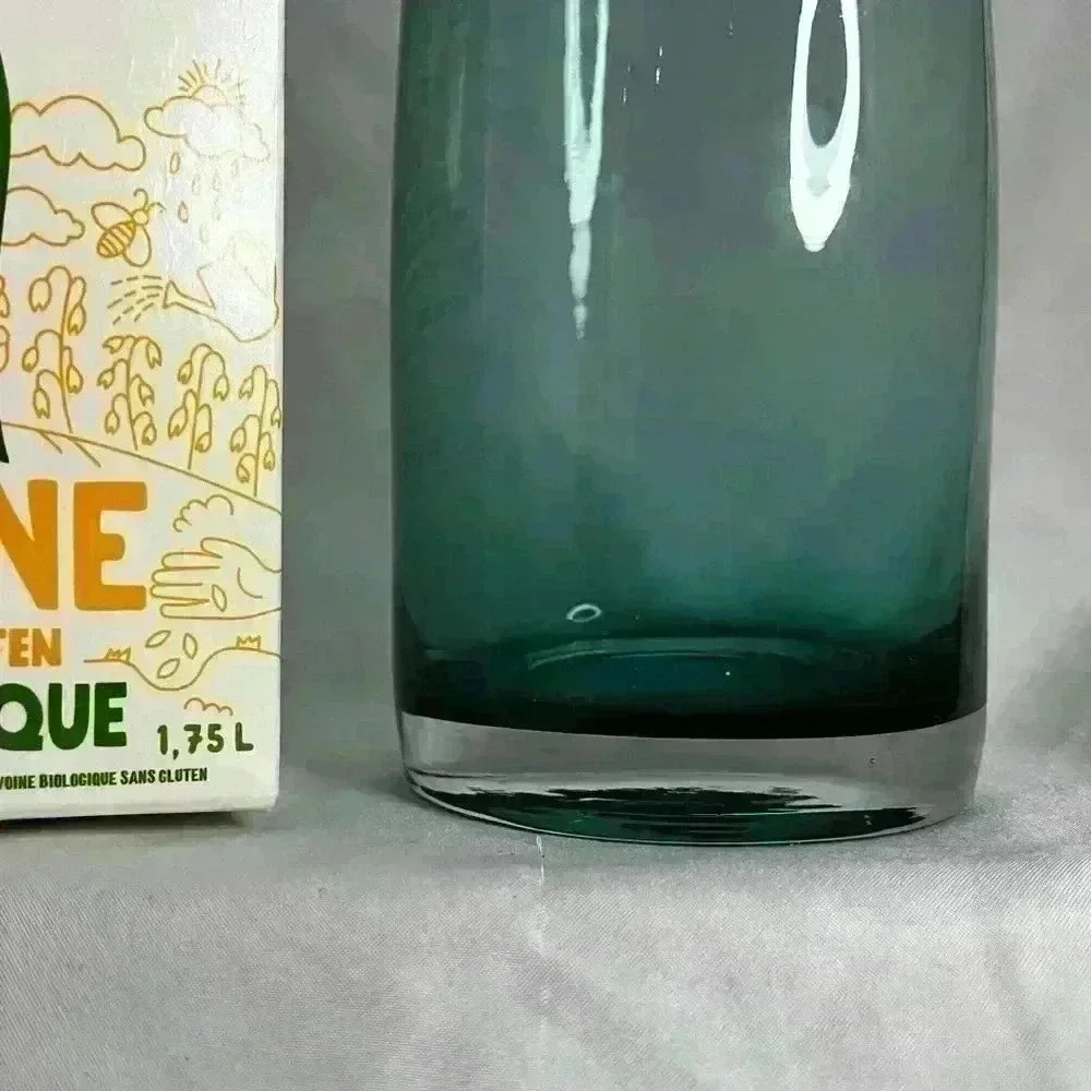Teal glass carafe bottle - Picture 2 of 4